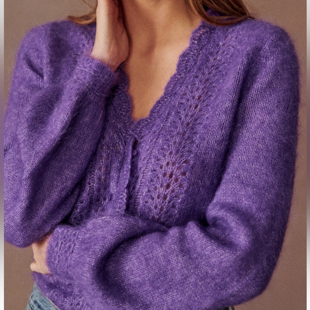 Sezane Angelie Purple cardigan size S